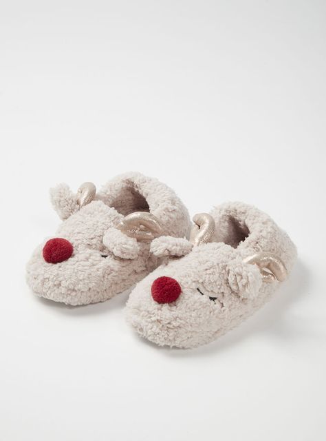 Reindeer Slippers, Reindeer Face, Boux Avenue, Soft Teddy, Christmas Nightwear, Baby Pigs, Christmas Stocking Fillers, Kids Slippers, Slippers For Girls