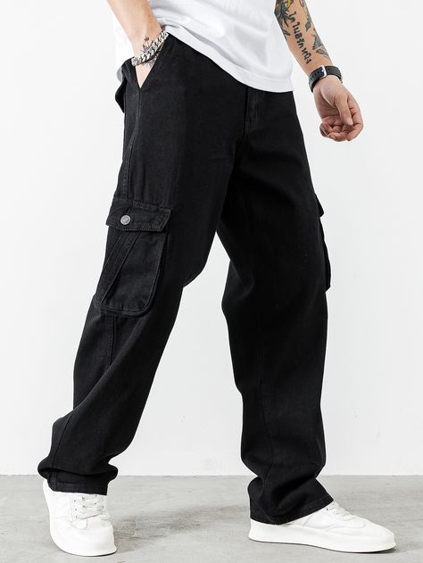 Cargo Pants Outfit Men, Black Baggy Jeans, Jeans Outfit Men, Logo Game, Pants Outfit Men, Black Jeans Men, Cargo Pants Outfit, Guys Clothing Styles, Jeans Cargo