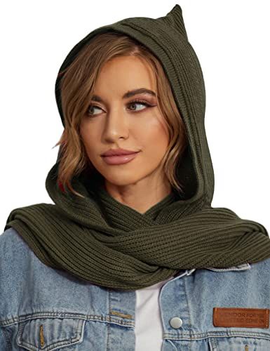 Warm Shawl, Head Scarves, Hat And Scarf, Hooded Scarf, Jean Jacket Women, Scarf For Women, Knitted Hood, Acrylic Fiber, Denim Shirt Dress