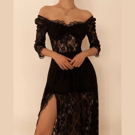 Black Long Sleeve Midi Dress, Prom Dress Inspiration, Lemon Dress, Prom Outfits, Black Lace Dress, Sleeve Midi Dress, Long Sleeve Midi, Long Sleeve Midi Dress, Looks Style