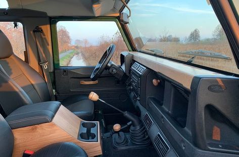 Land Rover Defender Expedition, Land Rover Defender Interior, Defender Interior, Land Defender, Defender Td5, Land Rover Series 3, Wooden Trim, Land Rover Defender 90, Custom Interior