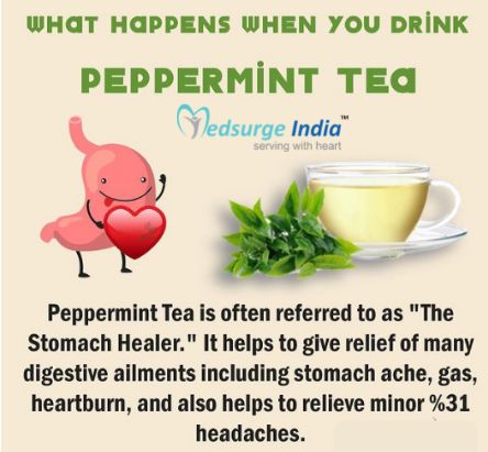 #health #healthcare #healthtourism #Medsurgeindia Tea Facts, Stomachache, Peppermint Tea, Stomach Ache, Health Facts, What Happens When You, Headache, Peppermint, Healthy Living