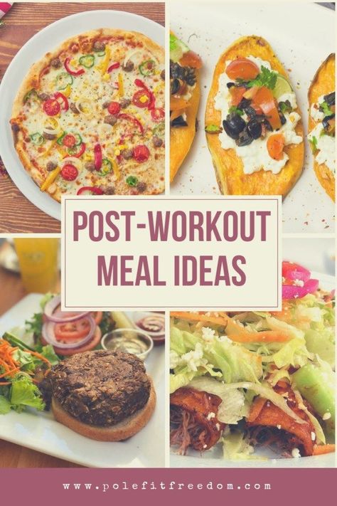 Post workout meal ideas for pole dancers | During a pole dancing workout, your muscles are doing a lot of work, using up glycogen stores quickly. This is part of the reason why you ache after a good workout – your muscles need time to repair. You can speed up this process quite easily, by resting properly and eating the right nutrients in your diet.  First of all, what are those important nutrients, and what foods are the best to eat after a pole dancing workout? #PostWorkout #nutrition After Workout Dinner, Postworkout Meal, Post Workout Dinner, Workout Recipes, Best Post Workout Food, Post Workout Meal, Dancing Workout, Workout Meals, Vegan Protein Shake