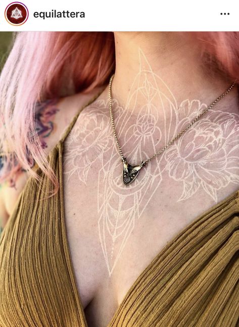 White Ink Tattoos Healed, Geometric Throat Tattoo, White Ink Tattoos, Berg Tattoo, Oni Tattoo, Optical Illusion Tattoo, Throat Tattoo, Sigil Tattoo, White Ink Tattoo