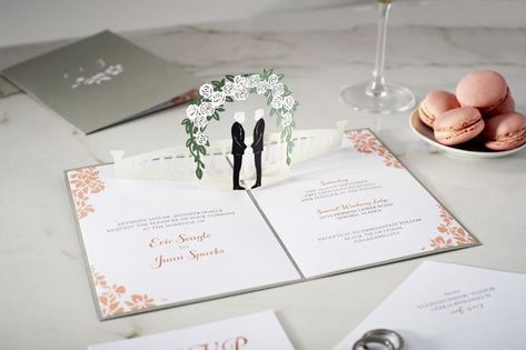 Pop-up wedding invitations are totally a thing (and are super inclusive & customized to you!) Wedding Ceremony Decorations Indoor, City Chic Wedding, Origami Templates, Pop Up Invitation, Card Photography, Gift Box Template, Lace Wedding Invitations, When I Get Married, Offbeat Bride