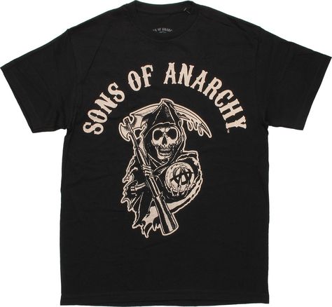 Sons of Anarchy Reaper Logo Black T Shirt #SOA Sons Of Anarchy Logo, Reaper Logo, Sons Of Anarchy Reaper, Sons Of Anarchy Motorcycles, Sons Of Anarchy Samcro, Patriots Football, Jax Teller, Dirty Water, Skull Wallpaper