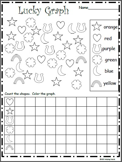 Free Lucky St. Patrick’s Day Math Worksheet. Count, color, and graph the shapes. More spring worksheets available. Check out my spring products. Spring Math and Literacy Packet for Kindergarten March Kindergarten Worksheets, Kindergarten Graphing, March Worksheets, St Patricks Activities, Kindergarten March, Graph Worksheet, Coloring Materials, Spring Worksheets, March Math