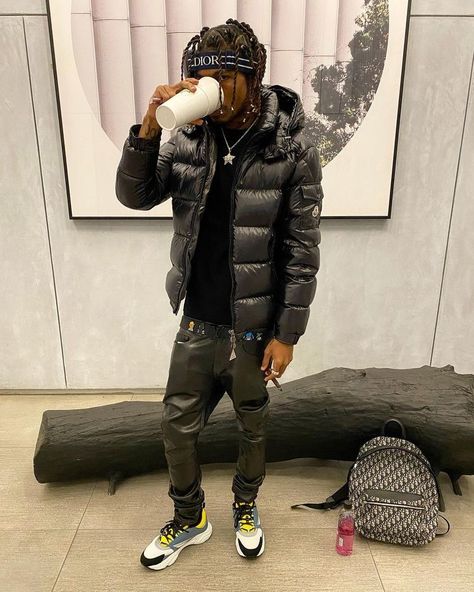 Dior Backpack, Moncler Maya, Drip Fits, Dior Jacket, Rapper Outfits, Swag Outfits Men, Dope Outfits For Guys, Moncler Jacket, Fall Outfits Men