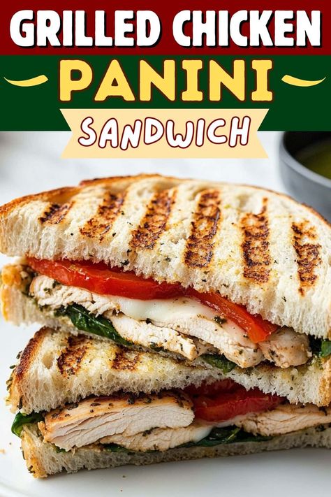 This grilled chicken panini sandwich has all the best Italian flavors. From the pesto and Provolone to the juicy grilled chicken, it's hard to beat. Grilled Chicken Panini Recipes, Italian Chicken Panini, Italian Panini Recipes, Chicken Panini Recipes, Panini Grill Recipes, Grilled Chicken Panini, Italian Grilled Chicken, Warm Sandwiches, Pesto Chicken Sandwich