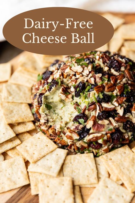 This Garlic & Herb Dairy-Free Cheese Ball is a flavorful appetizer that your guests are sure to love! It's made with only a few simple ingredients and doesn't take long to prepare. Thanksgiving Dairy Free Appetizers, Dairy Free Cheese Ball, Vegan Cheese Ball, Lactose Free Cheese, Cheese Ball Bites, Healthy Spring Recipes, Healthy Winter Meals, Cheese Ball Recipe, Gluten Free Vegetarian Recipes