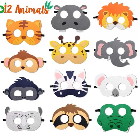 Camping Themed Party Favors, Animal Masks For Kids, Felt Masks, Jungle Theme Birthday Party, Animal Felt, Animal Themed Birthday Party, Zoo Birthday Party, Jungle Thema, Animal Theme Birthday