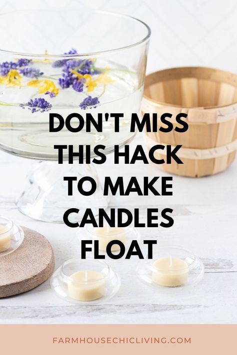 You can create this look in just a few simple steps when you learn how to make floating candle centerpieces with this easy candle hack! Floating Flower Centerpieces Diy, Mason Jar And Floating Candle Centerpieces, Floating Candle Centerpieces Diy Simple, Making Floating Candles, Ikea Floating Candle, How To Make Floating Candles Diy, How To Make Floating Candles, Candle Spells For Beginners Floating, Water Candles Floating