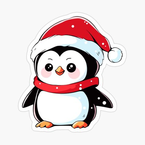 Get my art printed on awesome products. Support me at Redbubble #RBandME: https://www.redbubble.com/i/sticker/Cute-christmas-penguin-in-santa-hat-by-Niktarka/153939652.EJUG5?asc=u Scarf Drawing, Penguin Sticker, Sticker Inspo, Stickers Design, Hat And Scarf, Christmas Penguin, Feminine Tattoos, Cute Penguins, Cool Stickers