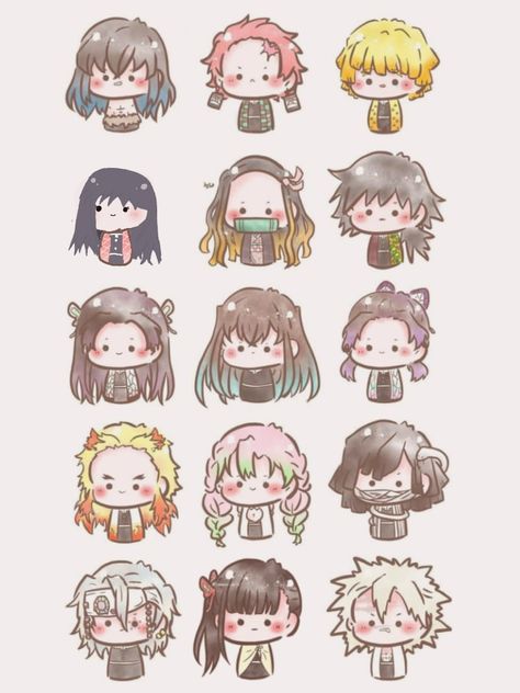 Kanace💕🍙 Demon Slayer Stickers, Best Anime Drawings, Sketches Tutorial, Demon Art, Cute Anime Chibi, Chibi Drawings, Body Drawing, Dragon Slayer, Kawaii Stickers