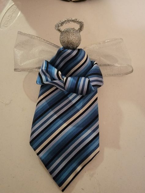 Angels Out Of Ties, Angel Ornaments From Ties, Necktie Angels Men Ties, Angel Ties, Crafts From Men’s Ties, Mens Ties Crafts, Tie Ideas, Wire Ornaments, Tie Crafts