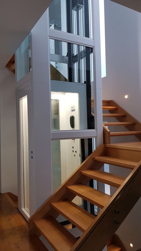 Lift Design For Home, House Lift Design, House Elevator, Wrap Staircase, Home Lift, House Lift, Elevator Interior, Glass Lift, Elevator Design