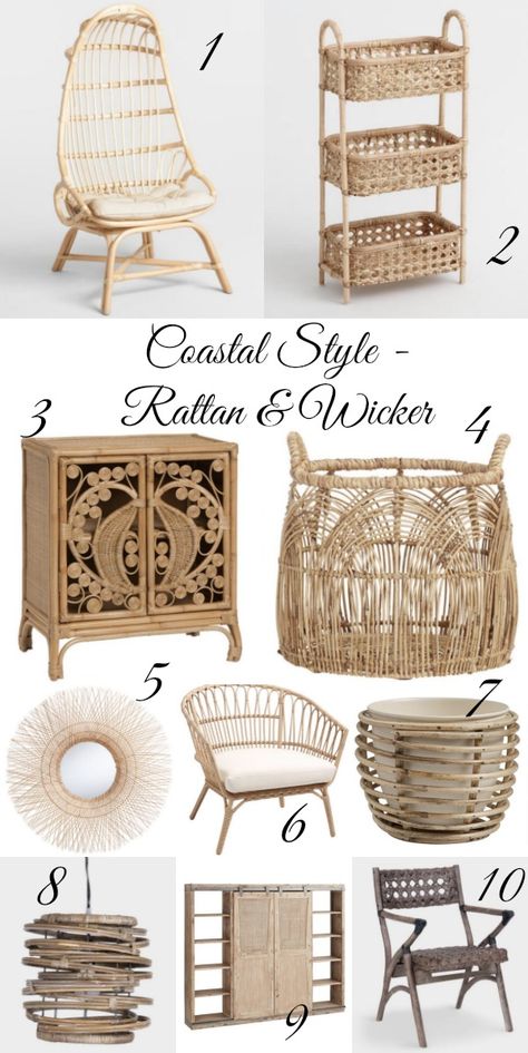 Coastal Style Rattan and Wicker kellyelko.com #wicker #rattan #coastal #coastalstyle #neutraldecor #neutral #bohodecor #affordabledecor #worldmarket Therapy Office Decor, Retro Living Rooms, Ikea Home, Ikea Chair, Cottage Living Rooms, Affordable Decor, Deco Boheme, Diy Bedroom Decor, Neutral Decor