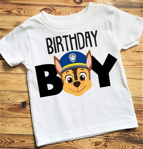 Camisa Paw Patrol, Birthday Paw Patrol, Boy Birthday Shirt, Paw Patrol Birthday Shirt, Paw Patrol Shirt, Paw Patrol Birthday Theme, Paw Party, Paw Patrol Birthday Cake, Paw Patrol Chase