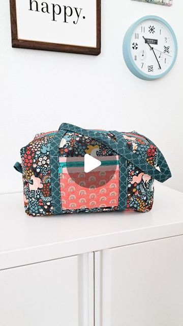 Kristina Brinkerhoff || Modern Sewing and Quilting Patterns on Instagram: "Snippets from making a Holland Duffle. This whimsical Holland Duffle is what little girl dreams are made of. 🦄 💗 In this version, I quilted the layers with batting inside and made the zipper pocket with a contrasting fabric. Pattern: Holland Duffle Pattern available in my shop Fabric: Fairy Dust from @rileyblakedesigns #hollandduffle #dufflebag #handmade #quilting #zipperbag #sew #sewing #handmadebag #rileyblakedesigns #iloverileyblake #makers #quiltedbag" Holland Duffle Bag, Overnight Bag Pattern, Duffle Bag Tutorial, Diy Duffle Bag, Duffle Bag Patterns, Sewing And Quilting, Fabric Purses, Travel Duffle, Sewing Table