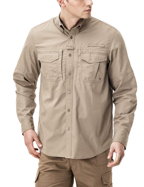 Tactical Shirts Men, Outfit Cowok, Husband Clothes, Safari Outfit, Tactical Shirt, Hiking Shirt, Military Tactical, Tech Shirt, Outdoor Shirt