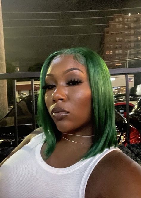 Green Wigs Black Women, Under Shaved Hair, Long Haircut With Bangs, Ponytail Diy, Colourful Wigs, A Braided Ponytail, Black And Green Hair, Long Haircuts With Bangs, Diy Hairstyle