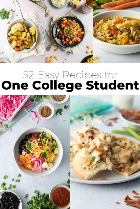 Beginning Cooking Recipes, Healthy College Student Meals, Cheap One Person Meals, Simple Single Serve Meals, Easy Dinner Recipes For Singles, Easy Simple Dinner Recipes For Two, Easy Dinner Recipes Single Serving, Easy Meals For Supper, Single Dish Meals