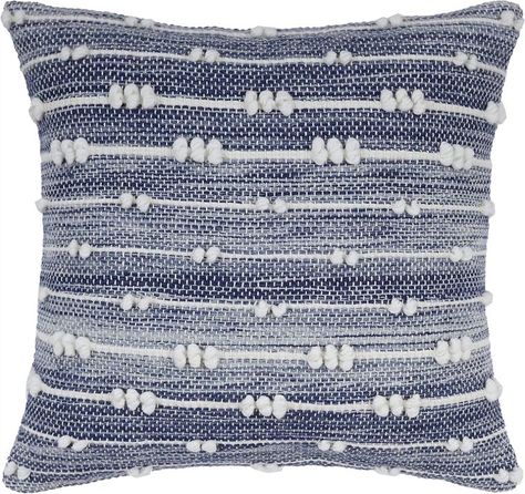 Woven Virtues Throw Pillow Cover Blue and White 18x18 Inch Handwoven , Luxurious and Fashionable 1 Piece Throw Pillow Cover Boho Home Kitchen, Coastal Pillow Covers, Coastal Pillows, Blue Pillow, Garden Pillows, Cover Blue, Star Pillows, Perfect Pillow, Polyester Yarn