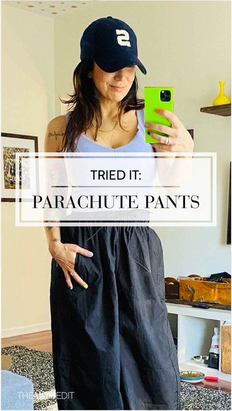 HOW TO WEAR PARACHUTE PANTS NOW: MODERN + COOL | Let's talk parachute pants + how to wear them. We're beyond the '80s fashion of the past — now we're making them cool, modern & elevated, promise. | #TheMomEditStyle #ParachutePants #CargoParachutePants #ParachutePants80s #ParachutePantsWomen #ParachutePants90s #BlackParachutePants #VintageParachutePants #ZaraParachutePants #BaggyCargoPants #CargoPantsWomen #80sFashion #80sStyle #HowToWearParachutePants #ParachuteJoggers #HighWaistedParachutePants How To Wear Parachute Pants, How To Wear Parachute Pants Outfit, How To Wear Baggy Pants, What To Wear With Parachute Pants, How To Style Parachute Pants, Parachute Pants 80s, Parachute Pants Outfit, The 80s Fashion, Parachute Pant