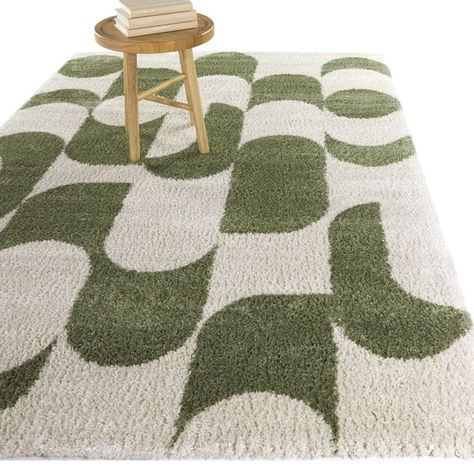 Cesaire Modern Abstract Area Rug - Bed Bath & Beyond - 39378783 Leaf Pattern Rug, Bedroom Rugs For Men, Bed Room Rugs, Green And Orange Rug, Retro Area Rug, Cool Rugs Living Room, Living Room Rug Inspiration, Mcm Rugs, Funky Rugs Living Room