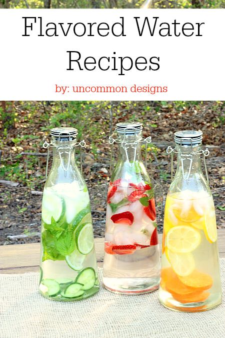 Flavored Water Recipes - Uncommon Designs Fruit Infused Water Recipes, Flavored Water Recipes, Infused Water Recipes, Fruit Infused Water, Fruit Water, Resep Diet, Water Recipes, Flavored Water, Infused Water