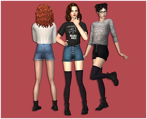 4t2 conversion of sondescent’s quintuple button shorts with Io’s docs. For AF, 8 colors with stockings and without, both morphs. SimFileShare 4t2 Conversion, Sims Dress, Sims2 Cc, Sims Finds, Sims 2 Cc, Sims 2 Hair, Button Shorts, 4 Poses, Ts2 Cc