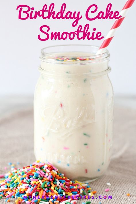 Birthday Cake Smoothie, Vanilla Protein Shake Recipes, Cake Cravings, Protein Shake Ingredients, Healthy Birthday Cakes, Healthy Birthday, Healthy Protein Shakes, Vanilla Protein Shakes, Sugar Free Cheesecake