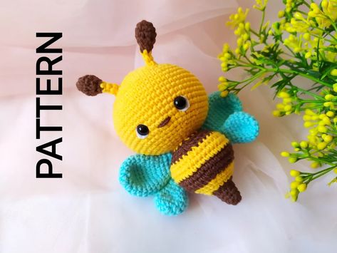 Crochet Bee Pattern. Amigurumi PDF Pattern. Bee Knitting | Etsy Crochet Bee Pattern, Bee Knitting, Crochet Bat, Honey Bee Decor, Bee Free, Bee Toys, Bee Pattern, Bat Pattern, Crochet Bee