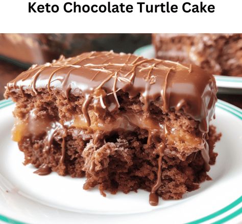 Keto Chocolate Turtle Cake - EASY KETO RECIPES Chocolate Turtle Cake, Chocolate Turtle, Best Keto Bread, Keto Chocolate Cake, Postre Keto, Chocolate Turtles, Unsweetened Cocoa Powder, Turtle Cake, My Keto