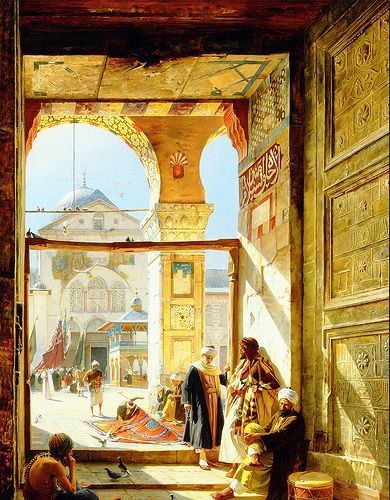 Gate of the Umayyad Mosque by Gustav Bauernfeind | Benbouzid | Flickr Painted Gate, Umayyad Mosque, Arab Art, Empire Ottoman, Middle Eastern Art, Islamic Paintings, Eastern Art, Arabic Art, Hur Man Målar