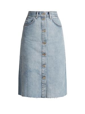 Park A-line denim skirt | M.i.h Jeans | MATCHESFASHION.COM UK Winter Clothes Ideas, American Clothes, Modern Skirt, Denim Skirts Knee Length, A Line Denim Skirt, Womens Denim Skirts, Vintage Denim Skirt, Png Clothes, Skirt Jeans