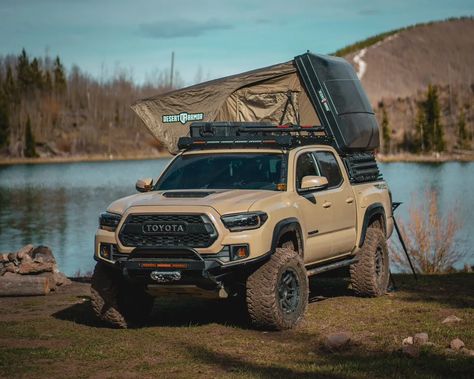 Taco Tuesday: Quicksand Tacoma Overland Builds Tan Toyota Tacoma, Tacoma Overland Build, Quicksand Tacoma, Tacoma Tent, Tacoma Overland, Comanche Jeep, Overland Tacoma, Tacoma Off Road, Overland Build