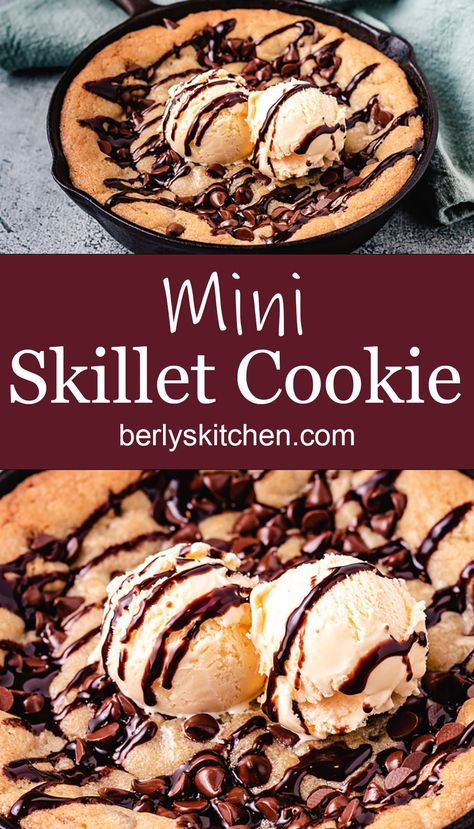 Skillet Recipes Dessert, Mini Skillet Cookie, Cast Iron Skillet Cookie, Pizookie Recipe, Skillet Cookie Recipe, Mini Chocolate Chip Cookies, Skillet Chocolate Chip Cookie, Iron Skillet Recipes, Skillet Cookie