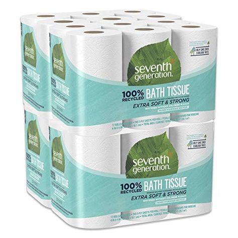 Amazon.com: Seventh Generation Toilet Paper, Bath Tissue, 100% Recycled Paper, 48 Count: Health & Personal Care Tissue Packaging, Eco Friendly Toilet, Best Toilet Paper, Tissue Types, Seventh Generation, Bathroom Gadgets, Bathroom Tissue, Toilet Tissue, Septic System