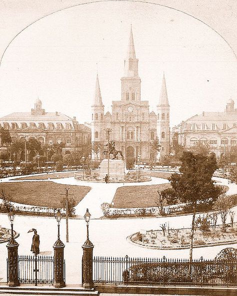 St. Louis Cathedral & Jackson Square by NewOrleans1885, via Flickr Louisiana Culture, New Orleans History, St Louis Cathedral, Louisiana History, Southeast Region, Louisiana Homes, New Orleans Art, New Orleans French Quarter, Jackson Square