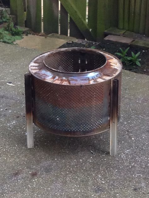 Washing machine drum fire pit Washing Machine Drum Fire Pit, Drum Fire Pit, Cement Painting, Washing Machine Drum, Concrete Cement, Living Ideas, Fire Pit, Home Projects, Cement