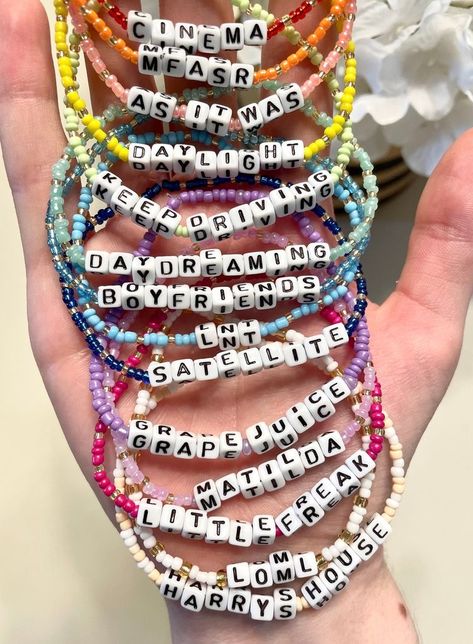 As It Was Bracelet, Harry Styles Beads Bracelet, 2mm Beads Bracelet, Beaded Bracelets Harry Styles, Harry Styles Bead Necklace, Letter Beaded Bracelets, Diy Harry Styles Gifts, Harry Styles Beaded Bracelet, Hslot Bracelet