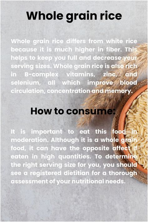 "A bowl of whole grain rice on a rustic surface with wheat stalks, showcasing the benefits of fiber-rich, nutritious food." Rice Benefits, Whole Grain Foods, Whole Grain Rice, Vitamin B Complex, A Balanced Diet, Fiber Rich, Registered Dietitian, Improve Blood Circulation, High Fiber