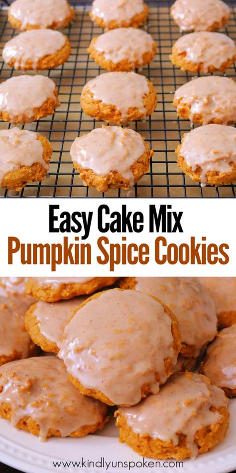 Spice Cake And Pumpkin Cookies, Ww Cake, Pumpkin Cake Mix Cookies, Cake Mix Pumpkin, Pumpkin Spice Cookie Recipe, Pumpkin Cake Mix, Pumpkin Cookies Easy, Spice Cookie Recipes, Recipes Using Cake Mix