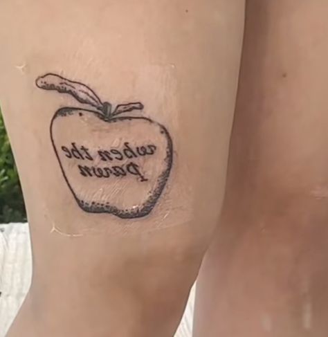 Random Object Tattoo, Fiona Apple Tattoo Ideas, Pawn Tattoo, Fiona Apple Tattoo, Body Distortion, Apple Tattoo, Cup Tattoo, Party Tattoos, Fiona Apple