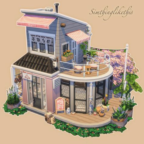 #sims4 #sims4houses #sims4housebuild #simsbuild #cafe #sims #flowers #coffee Sims 4 Bakery Mod, Sims4 Building Ideas, Cafe And House Design, Sims Bakery Build, Sims Cafe Layout, Sims 4 Bakery Lot, Syd Mac Sims 4 Builds, Coffee Shop Cc Sims 4, Sims4 Cafe Build