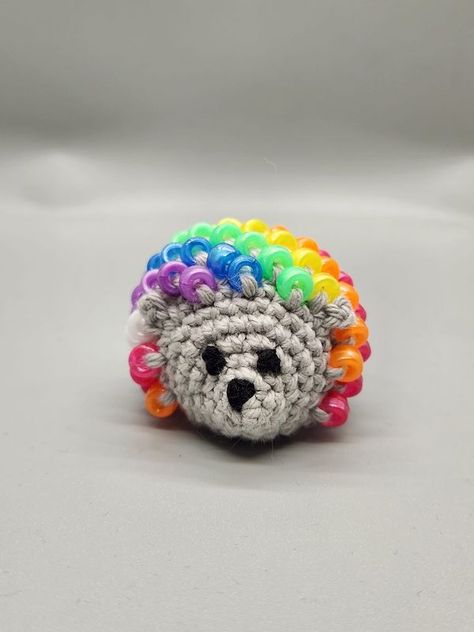 Adults Only: Crocheting and Knitting. | Made a smaller fidget hedgehog | Facebook Crochet Fidget Toys, Bead Crochet Patterns, Dk Yarn, Pony Beads, Bead Crochet, Worsted Weight Yarn, Fidget Toys, Worsted Weight, Christmas Crochet