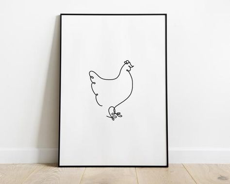 This is an instant download listing. (No physical item will be mailed). The download will be available immediately following purchase and cleared payment. You can print these files from home, at your local print shop or use an online service (shutterfly.com or targetphoto.com) The colors may be Hen Tattoo, Chicken Silhouette, Chicken Tattoo, Chicken Drawing, Chicken Logo, Continuous Line Art, Wild Tattoo, Farm Logo, Animal Icon