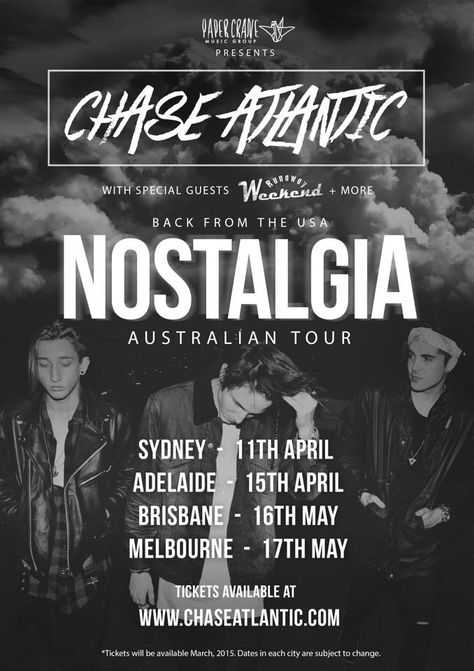 Chase Atlantic Nostalgia, Chase Atlantic, Special Guest, Brisbane, Music, Anime