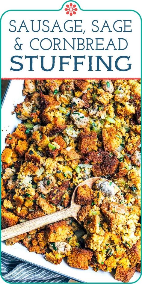 Dressing Thanksgiving, Holiday Stuffing, Side Dish For Thanksgiving, Cornbread Stuffing Recipes, Stuffing Thanksgiving, Sausage Cornbread Stuffing, Dressing Recipes Thanksgiving, Sage Stuffing, Gluten Free Stuffing